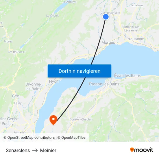 Senarclens to Meinier map