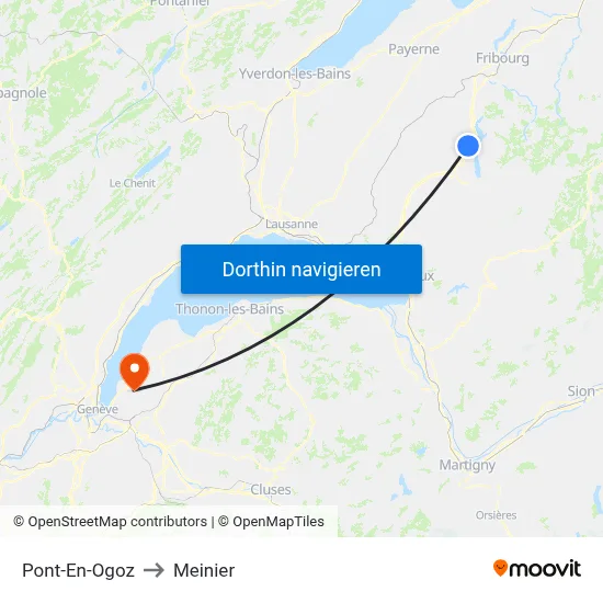 Pont-En-Ogoz to Meinier map