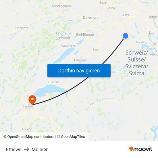 Ettiswil to Meinier map