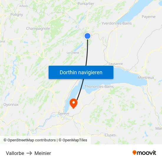 Vallorbe to Meinier map