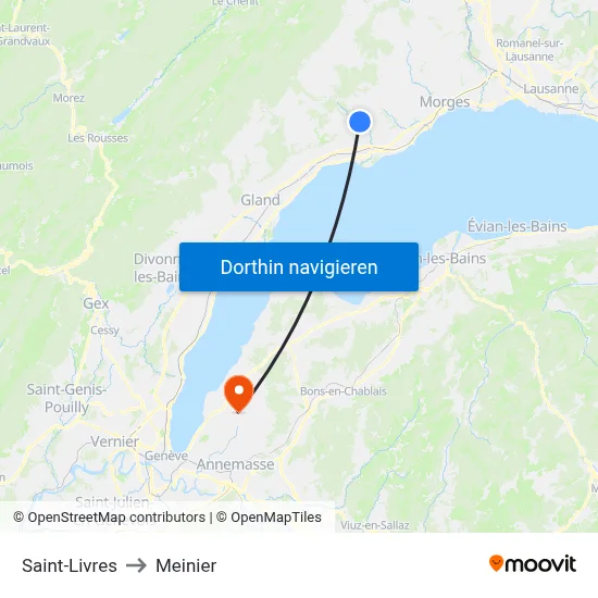 Saint-Livres to Meinier map