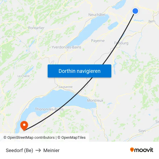 Seedorf (Be) to Meinier map