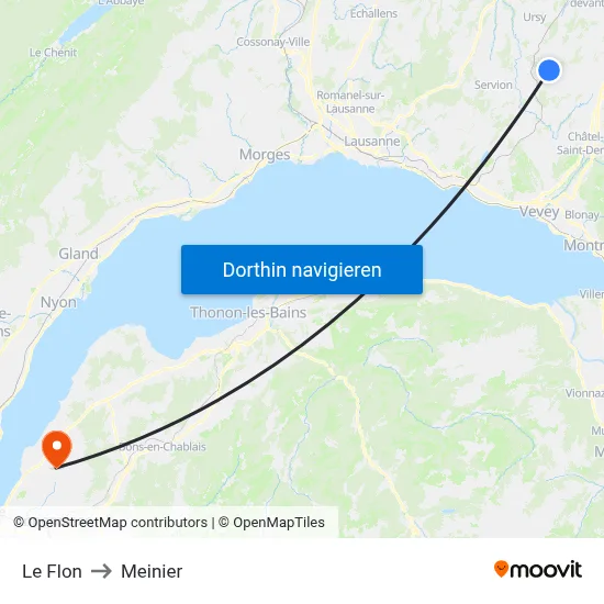 Le Flon to Meinier map