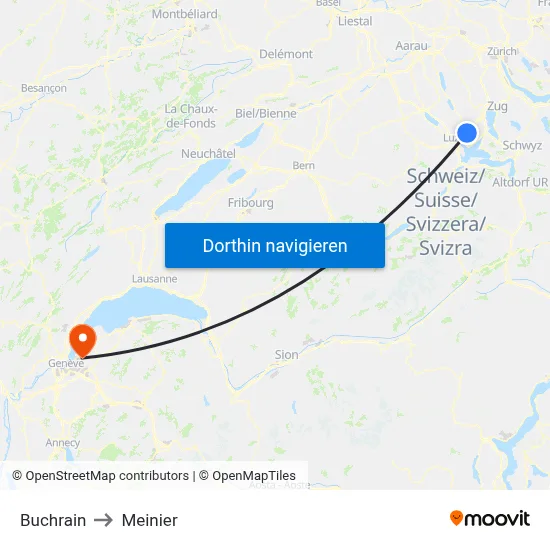 Buchrain to Meinier map