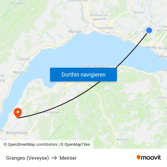 Granges (Veveyse) to Meinier map