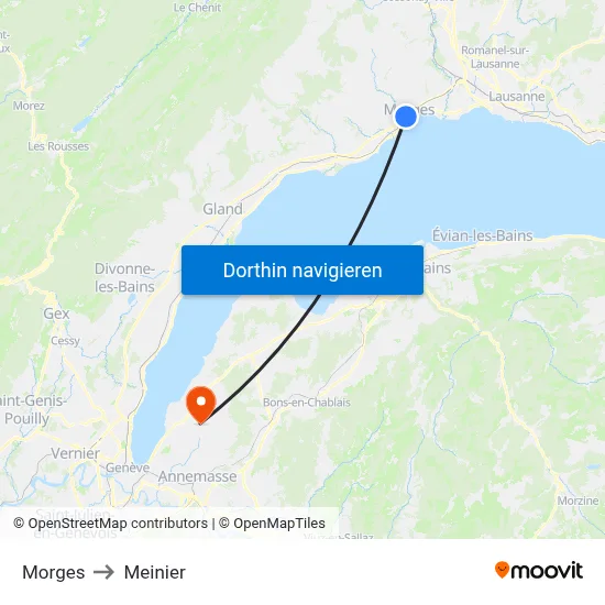 Morges to Meinier map