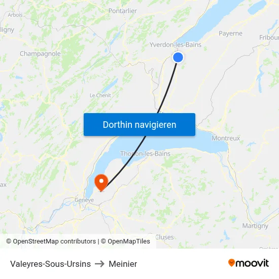 Valeyres-Sous-Ursins to Meinier map
