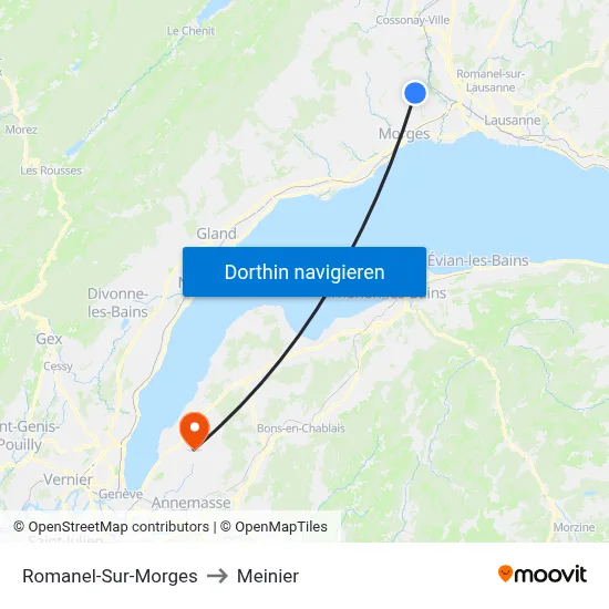 Romanel-Sur-Morges to Meinier map