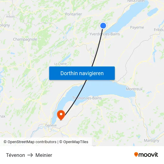 Tévenon to Meinier map