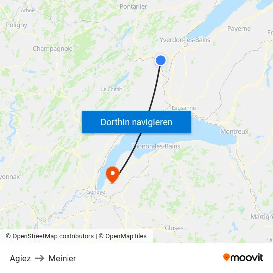 Agiez to Meinier map