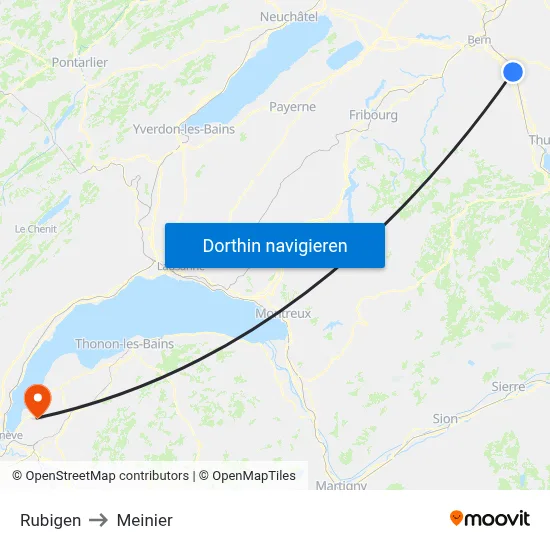 Rubigen to Meinier map