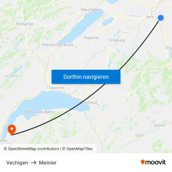Vechigen to Meinier map
