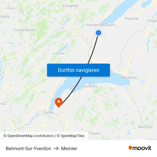 Belmont-Sur-Yverdon to Meinier map