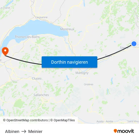 Albinen to Meinier map