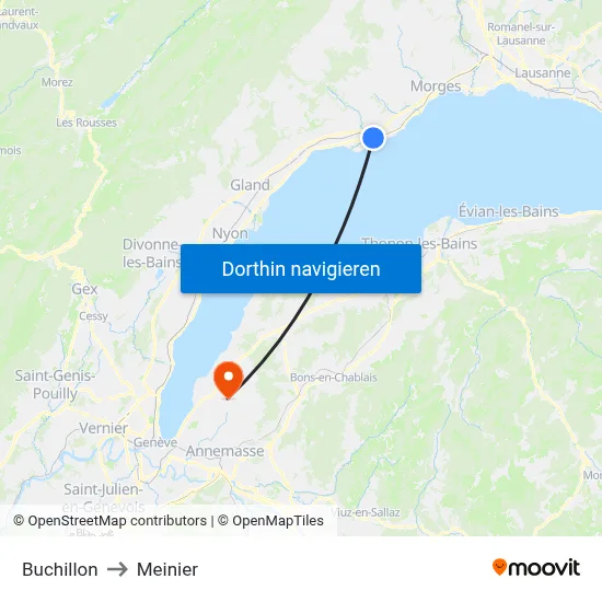 Buchillon to Meinier map