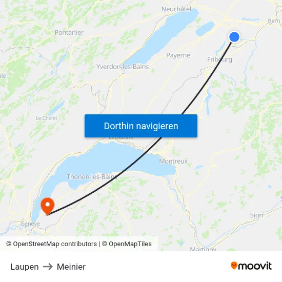 Laupen to Meinier map