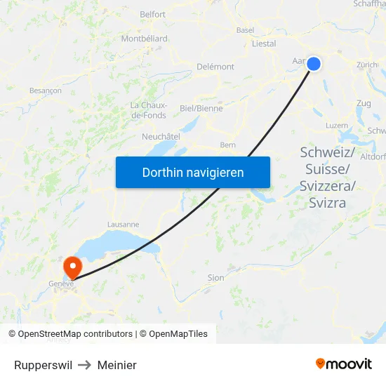 Rupperswil to Meinier map