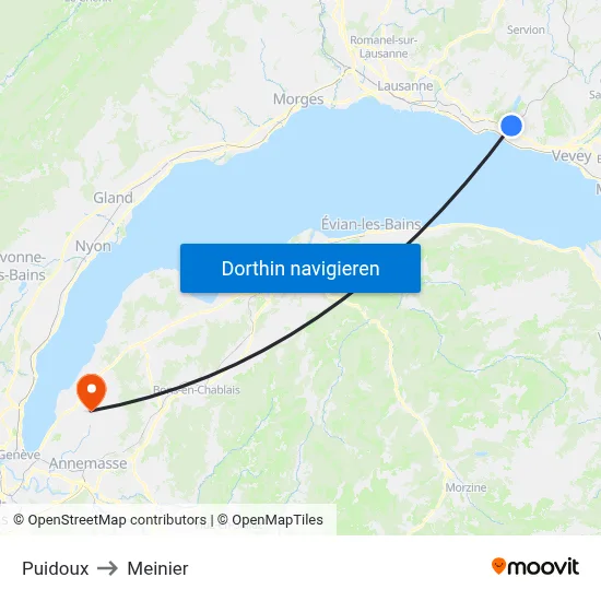 Puidoux to Meinier map