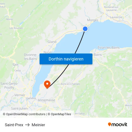 Saint-Prex to Meinier map