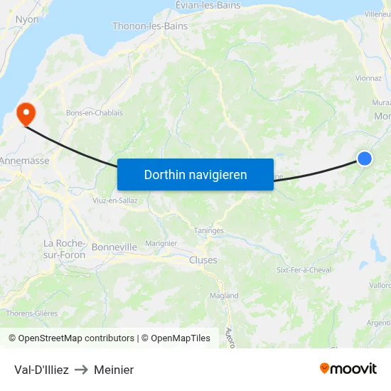Val-D'Illiez to Meinier map