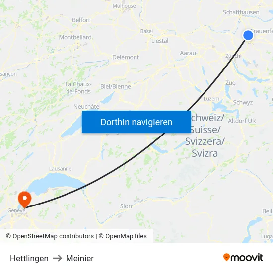 Hettlingen to Meinier map