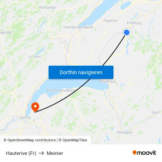Hauterive (Fr) to Meinier map