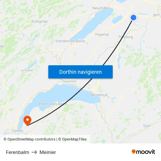 Ferenbalm to Meinier map