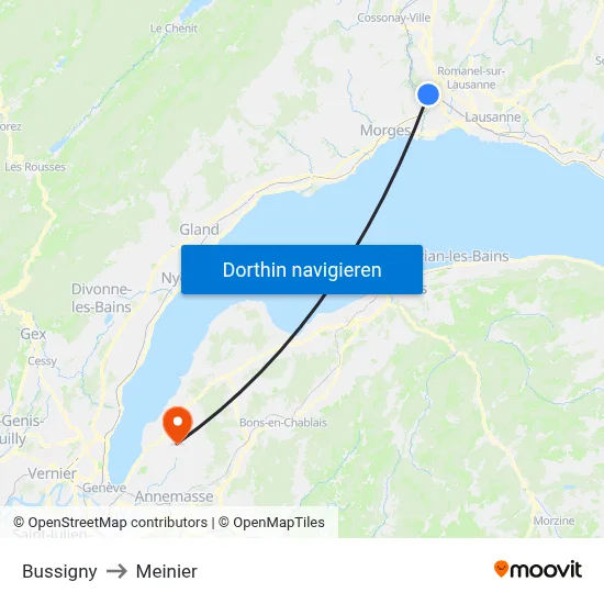Bussigny to Meinier map