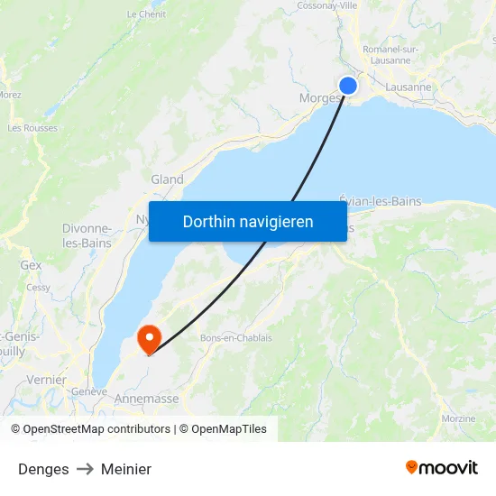 Denges to Meinier map