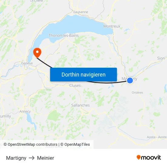 Martigny to Meinier map
