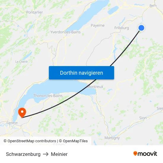 Schwarzenburg to Meinier map