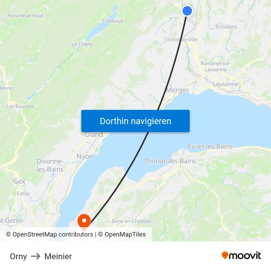 Orny to Meinier map