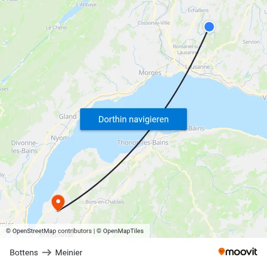 Bottens to Meinier map
