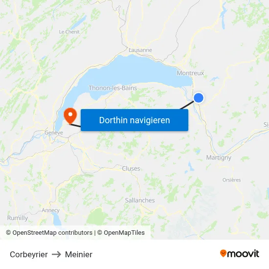 Corbeyrier to Meinier map