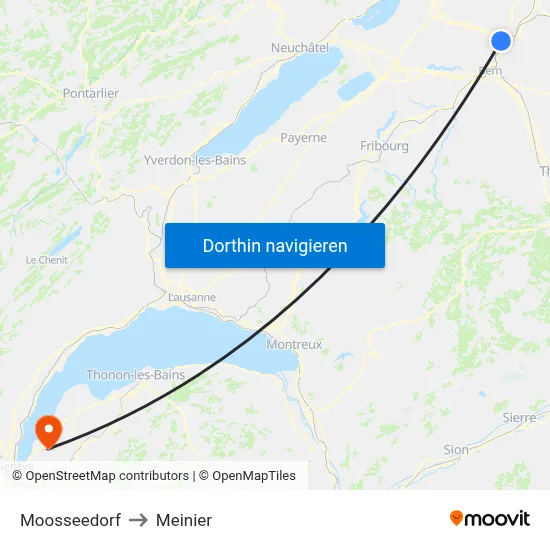 Moosseedorf to Meinier map