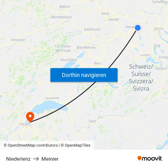 Niederlenz to Meinier map