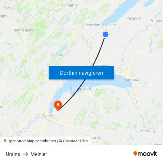 Ursins to Meinier map