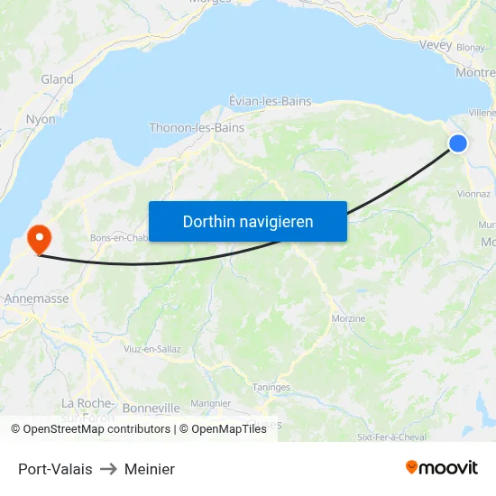 Port-Valais to Meinier map