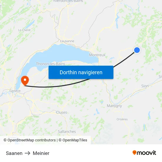 Saanen to Meinier map