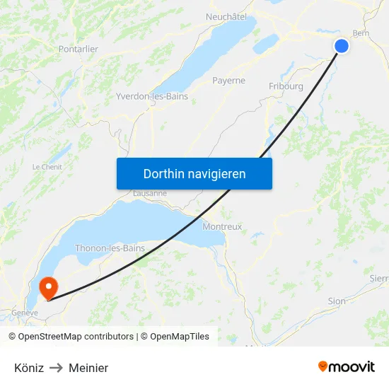 Köniz to Meinier map