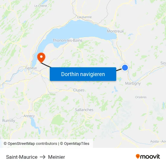 Saint-Maurice to Meinier map