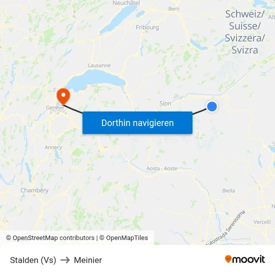 Stalden (Vs) to Meinier map