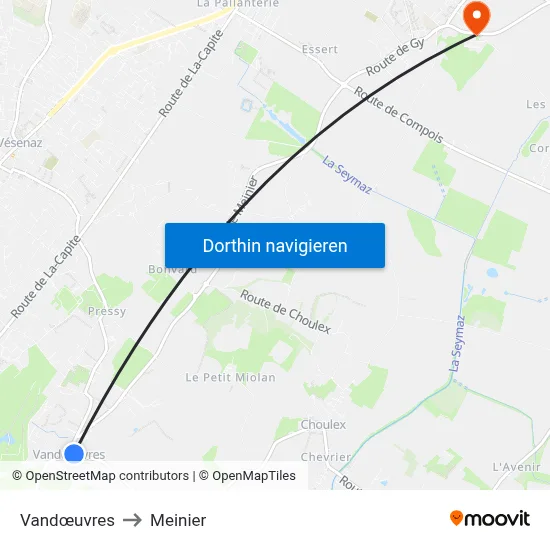 Vandœuvres to Meinier map