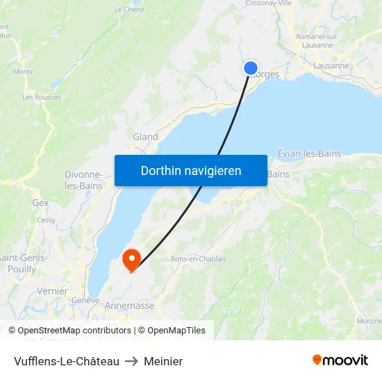 Vufflens-Le-Château to Meinier map