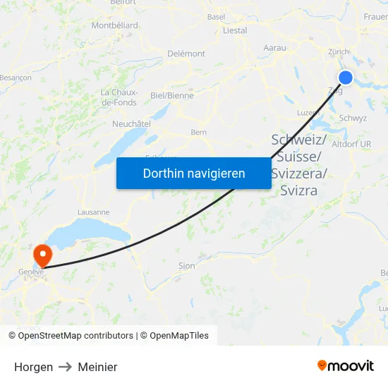 Horgen to Meinier map