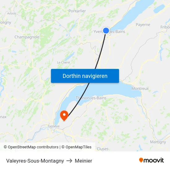 Valeyres-Sous-Montagny to Meinier map