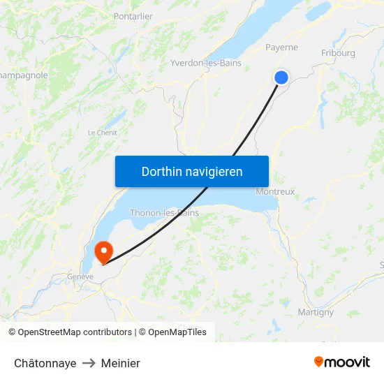 Châtonnaye to Meinier map