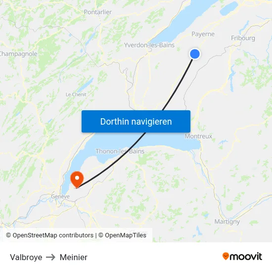 Valbroye to Meinier map