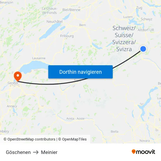 Göschenen to Meinier map