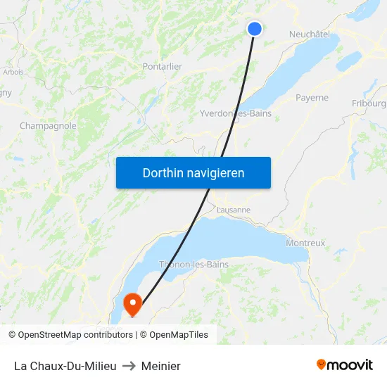 La Chaux-Du-Milieu to Meinier map